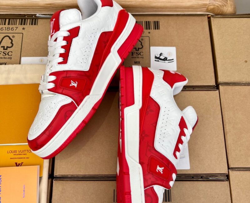 Giày Louis Vuitton Lv Trainer #54 Signature Red Like Auth