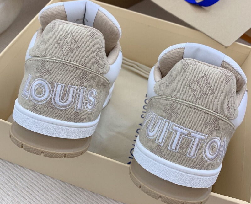 Giày Louis Vuitton Lv Trainer Monogram Beige quai Velcro Like Auth