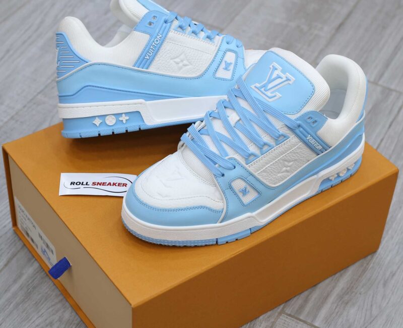 Giày Louis Vuitton Lv Trainer Monogram Blue Like Auth