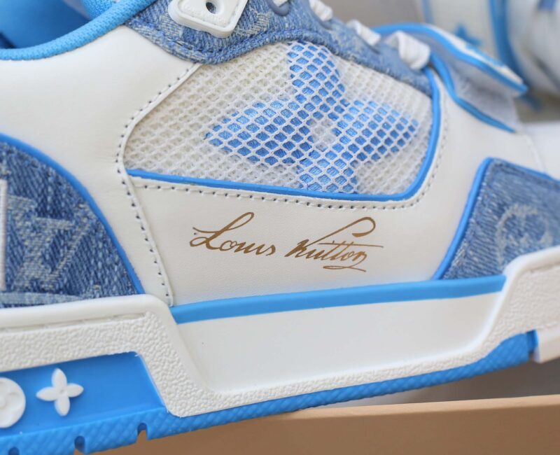 Giày Louis Vuitton Lv Trainer Monogram Denim Blue quai Velcro Like Auth