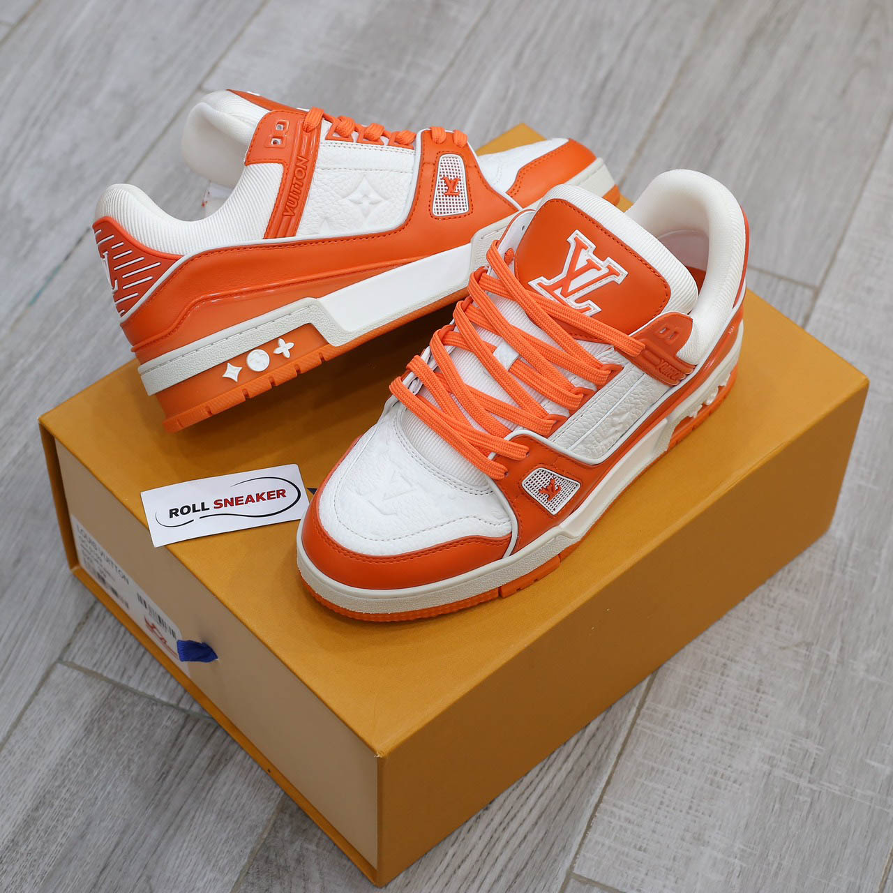 Giày Louis Vuitton Lv Trainer Monogram Orange Like Auth