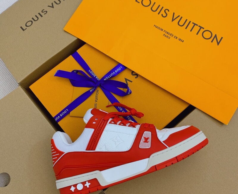 Giày Louis Vuitton Lv Trainer Monogram Đỏ Red Like Auth