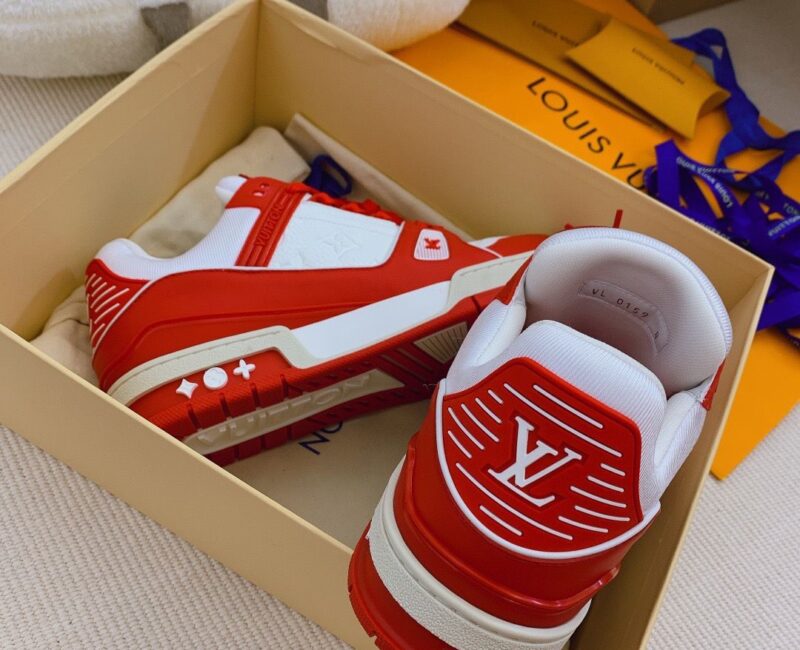 Giày Louis Vuitton Lv Trainer Monogram Red Like Auth