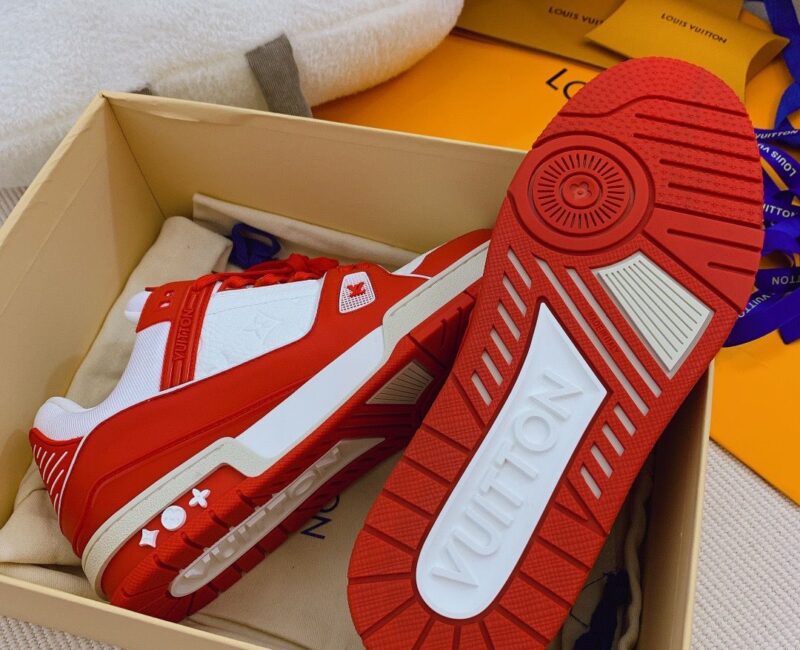 Giày Louis Vuitton Lv Trainer Monogram Red Like Auth
