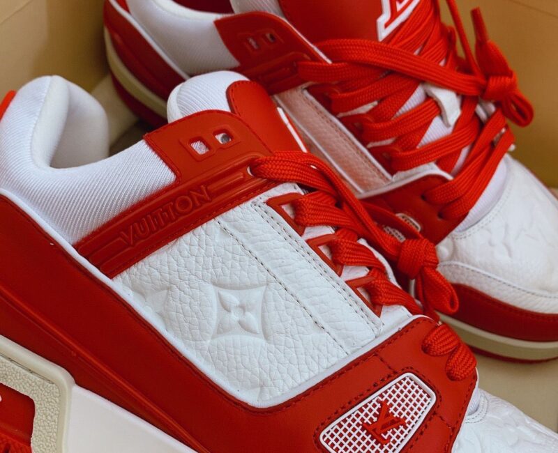 Giày Louis Vuitton Lv Trainer Monogram Red Like Auth
