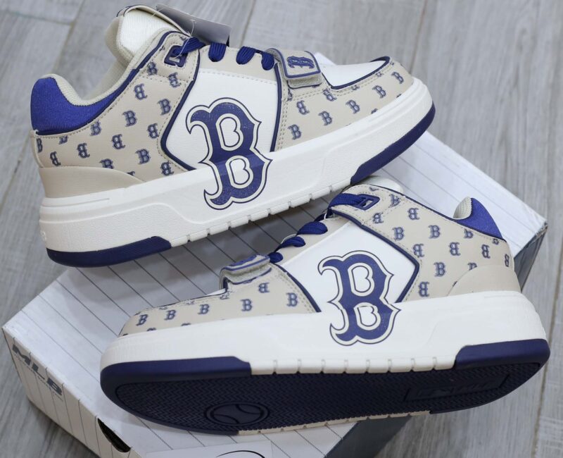 Giày MLB Chunky Liner Mid Classic Monogram Boston Red Sox L.Beige Like Auth