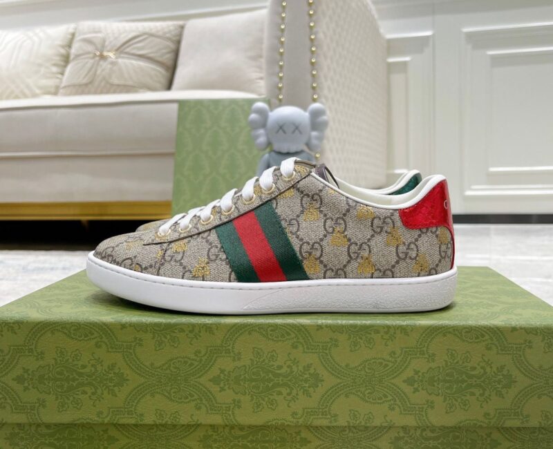 Giày Gucci Ace GG Supreme Canvas with Bees Like Auth