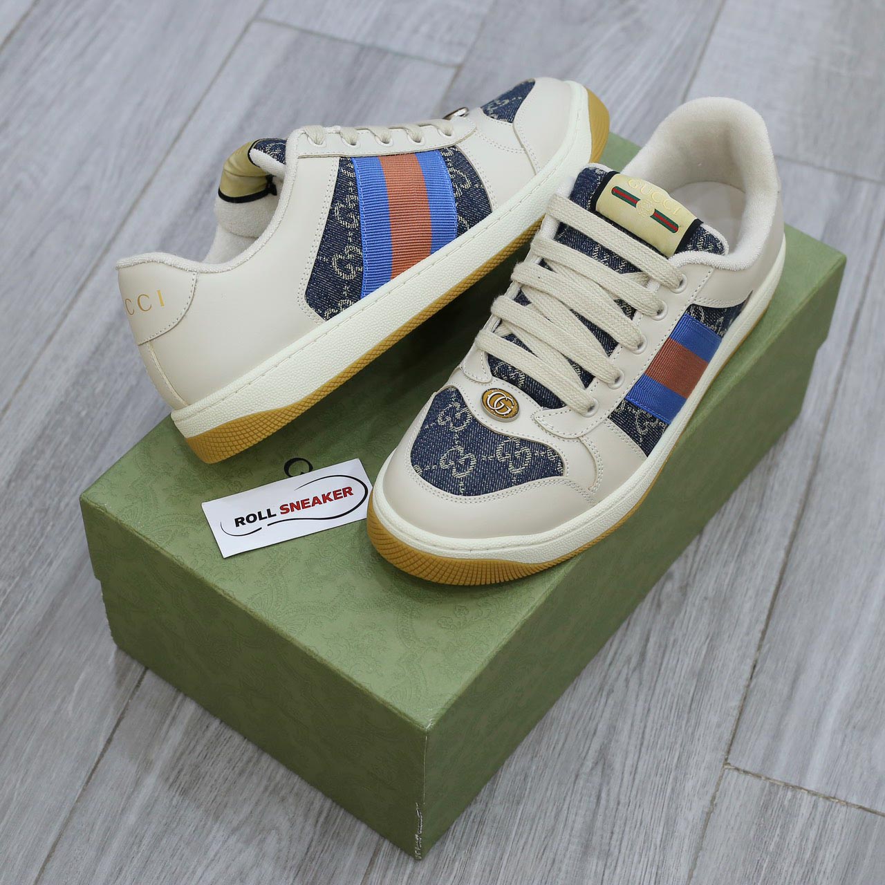 Giày Gucci GG Screener White Blue Like Auth