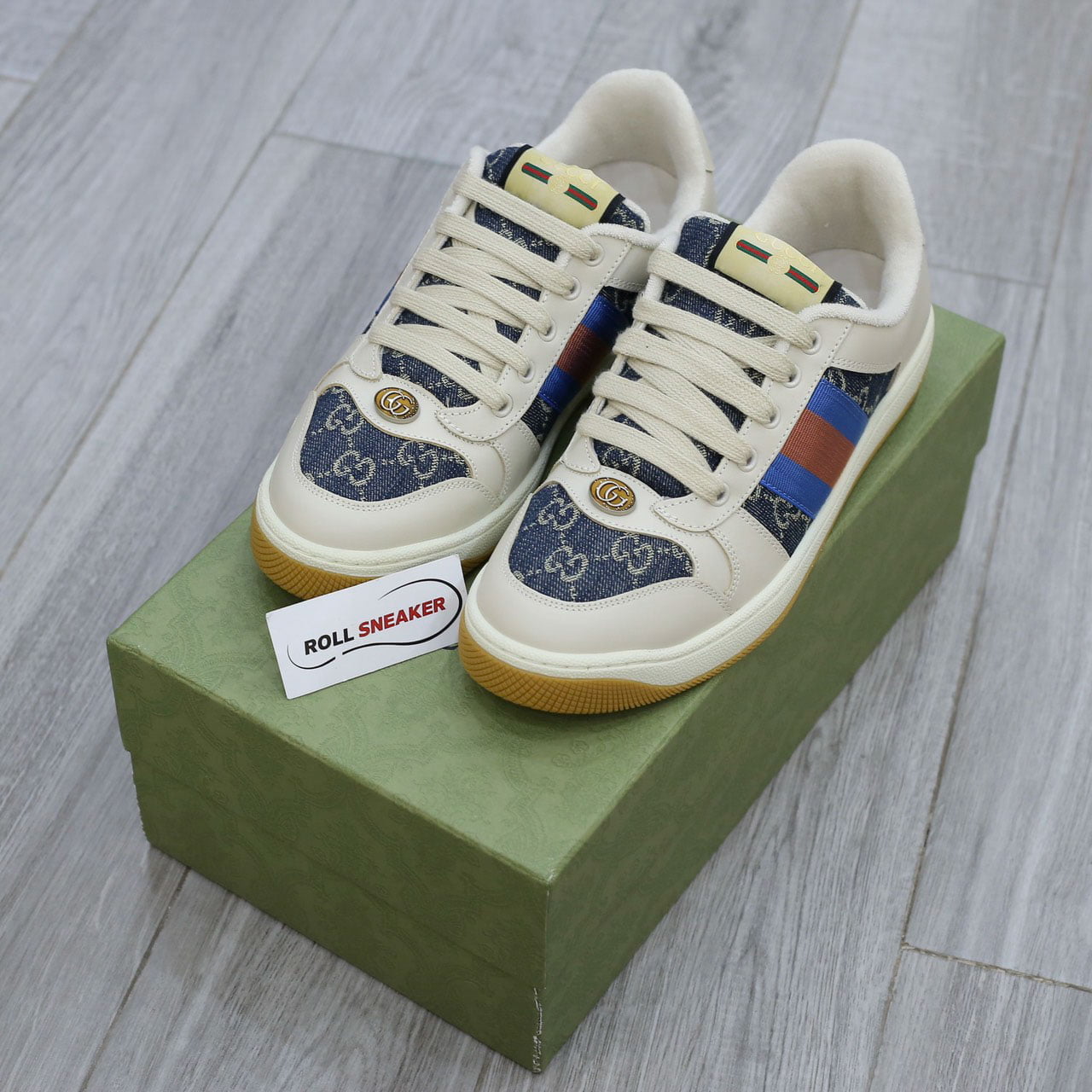 Giày Gucci GG Screener White Blue Like Auth