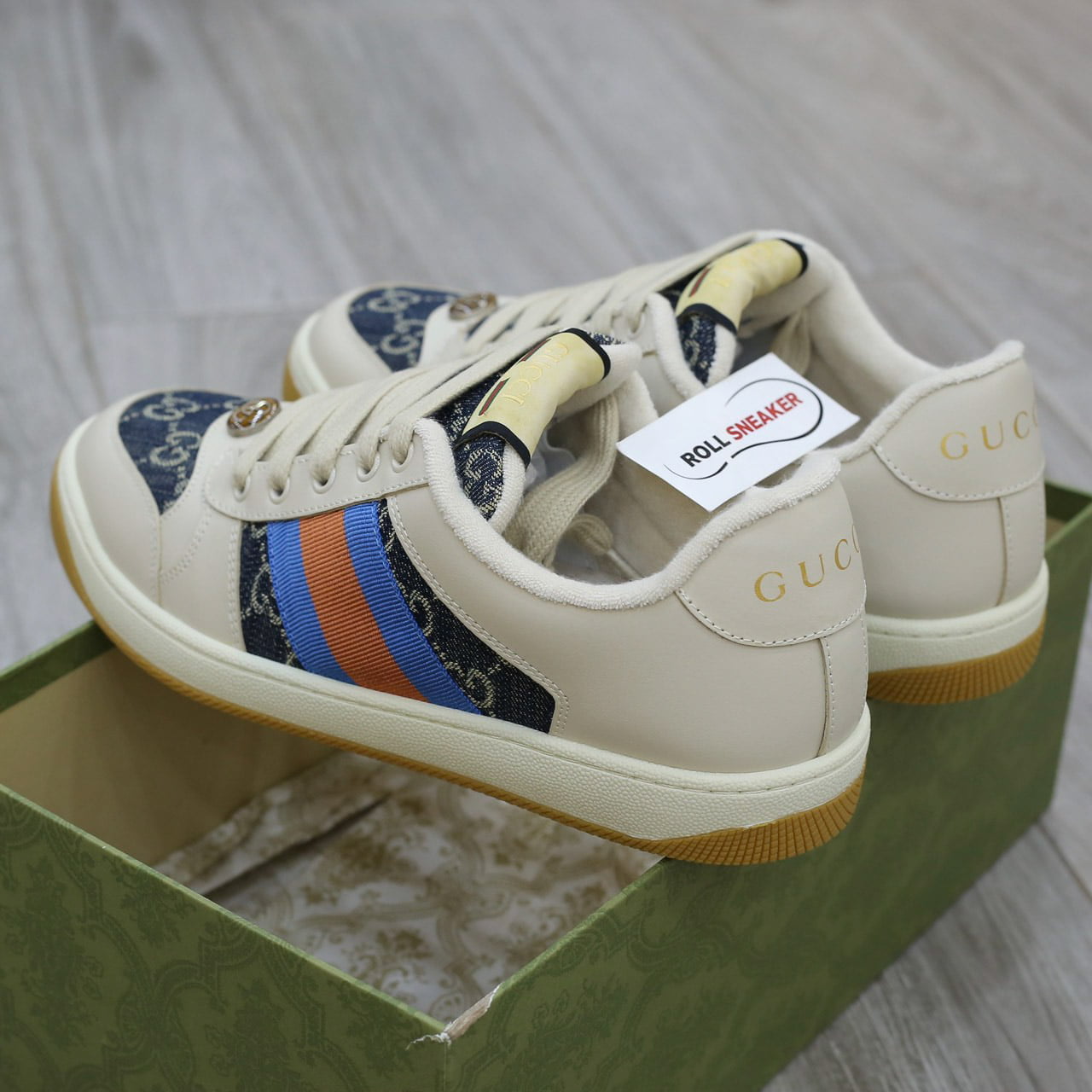 Giày Gucci GG Screener White Blue Like Auth