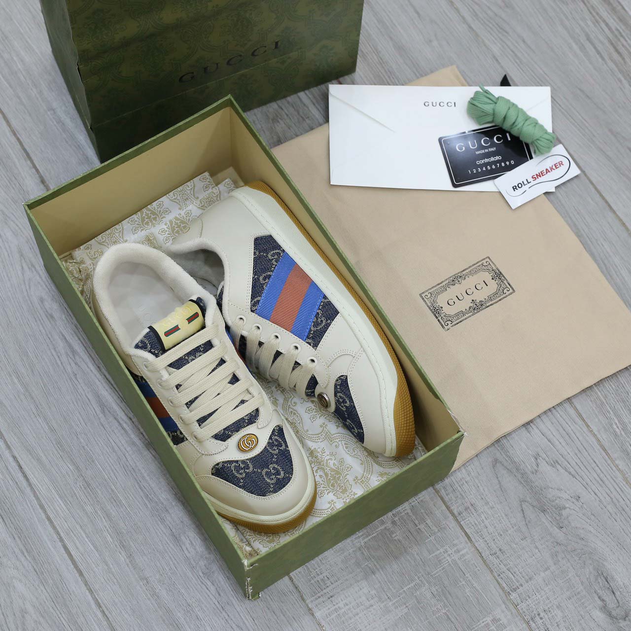 Giày Gucci GG Screener White Blue Like Auth