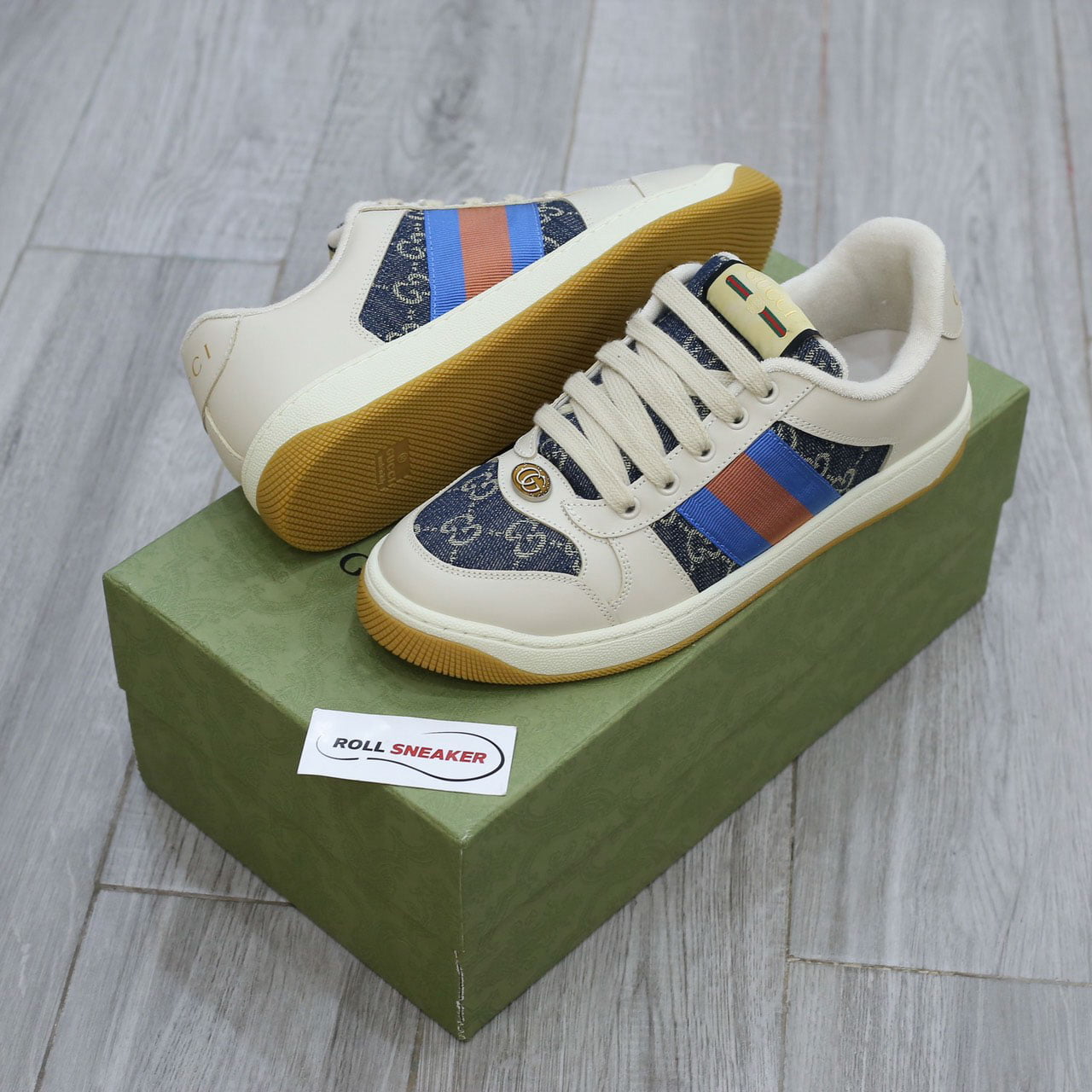 Giày Gucci GG Screener White Blue Like Auth