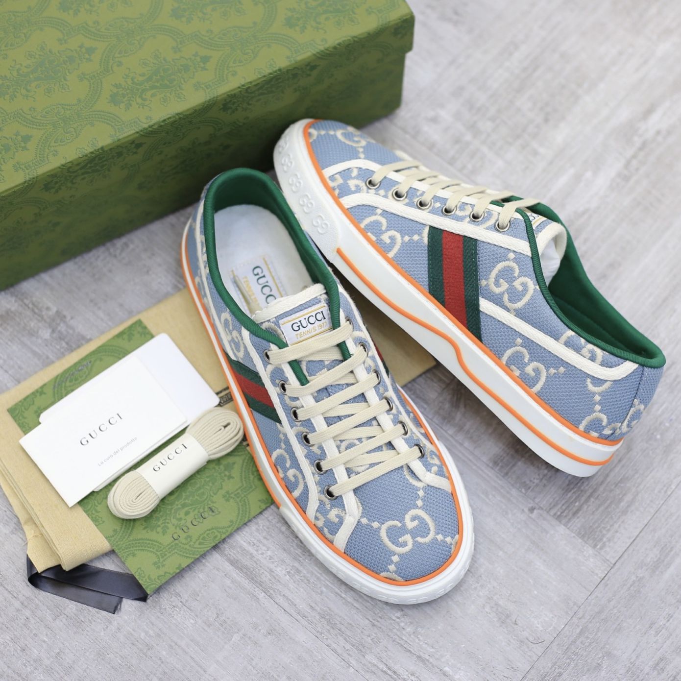Giày Gucci Tennis 1977 Light Blue Like Auth