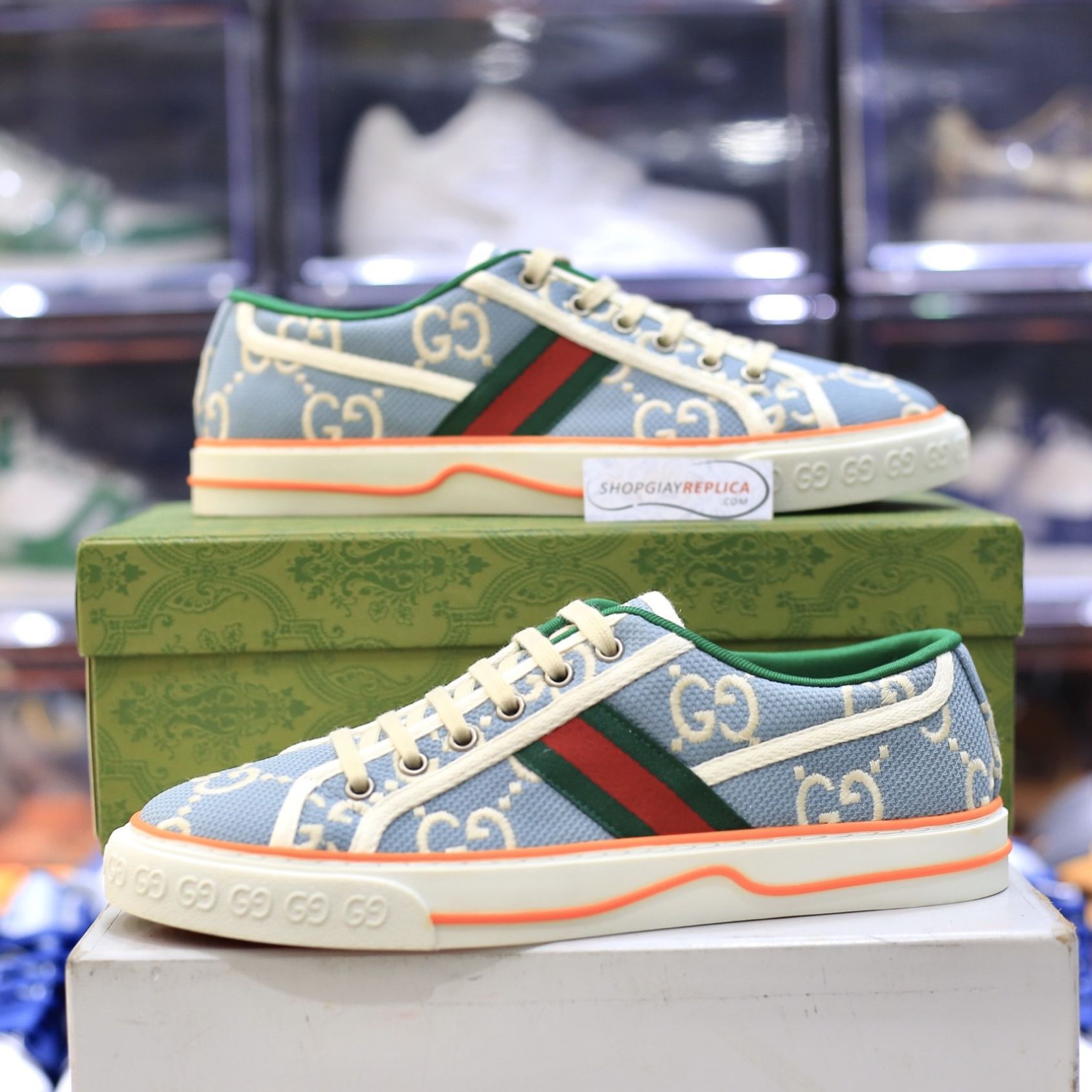 Giày Gucci Tennis 1977 Light Blue Like Auth