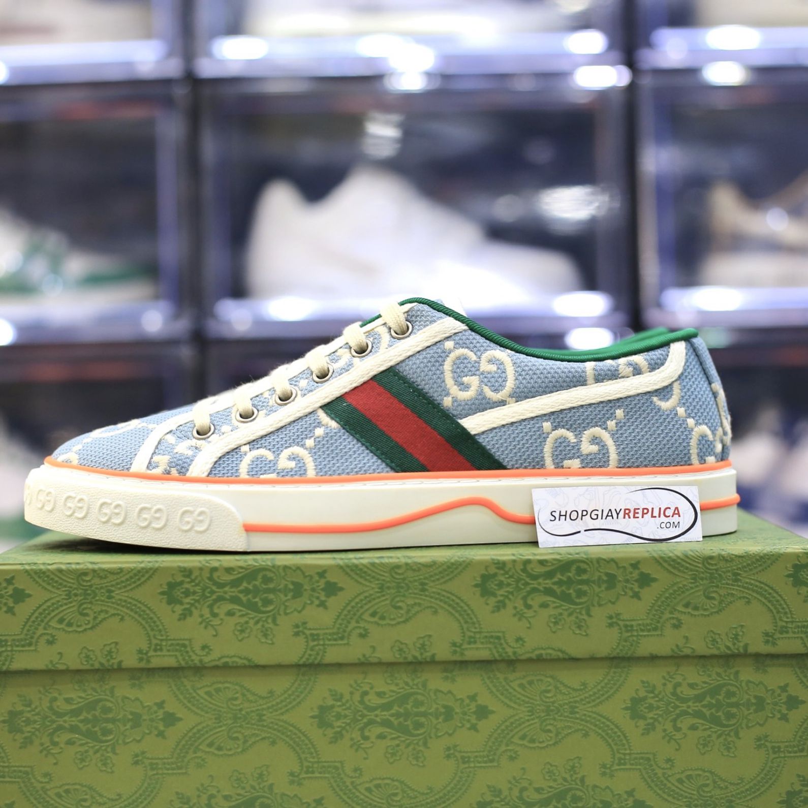Giày Gucci Tennis 1977 Light Blue Like Auth