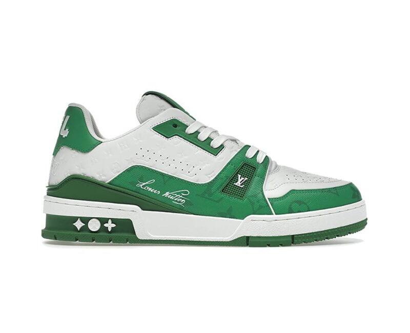 Giày Louis Vuitton Trainer #54 Signature Green White Like Auth