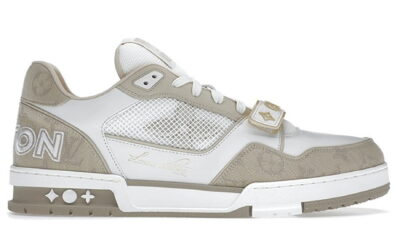 Giày Louis Vuitton Trainer Monogram Denim Beige quai Velcro Like Auth