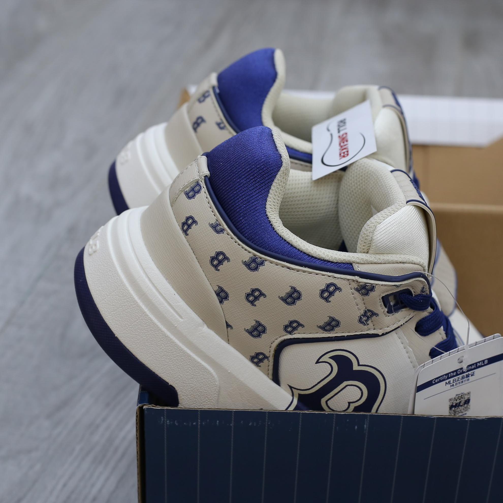 Giày MLB Chunky Liner Mid Classic Monogram Boston Red Sox L.Beige Like Auth