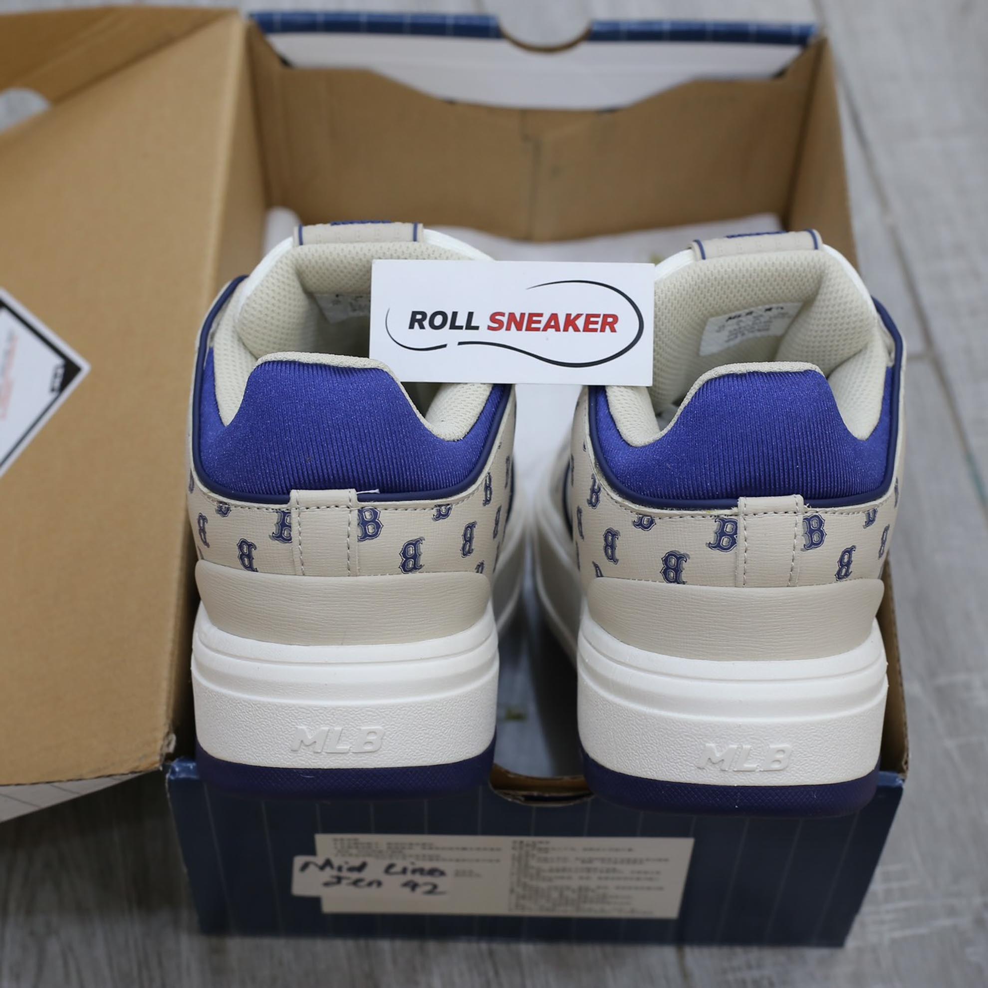 Giày MLB Chunky Liner Mid Classic Monogram Boston Red Sox L.Beige Like Auth