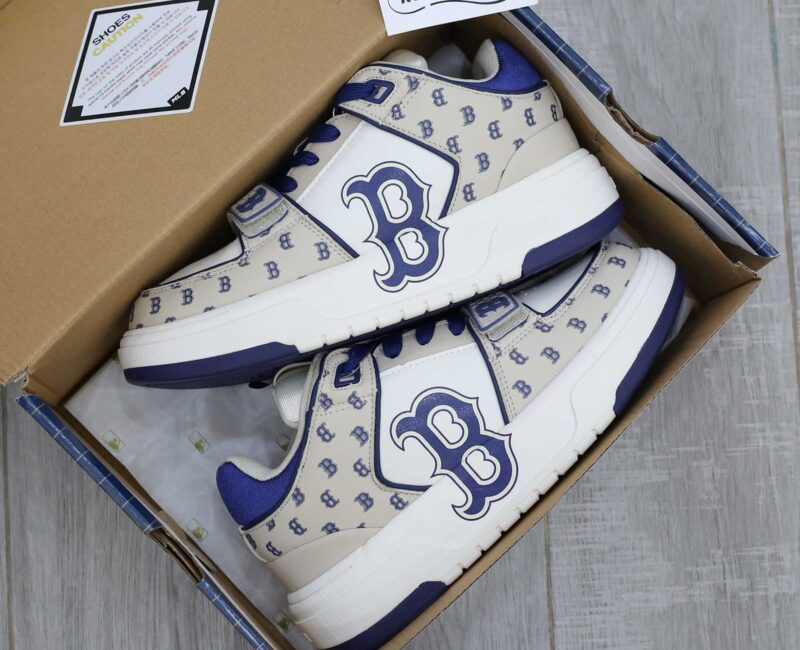 Giày MLB Chunky Liner Mid Classic Monogram Boston Red Sox L.Beige Like Auth