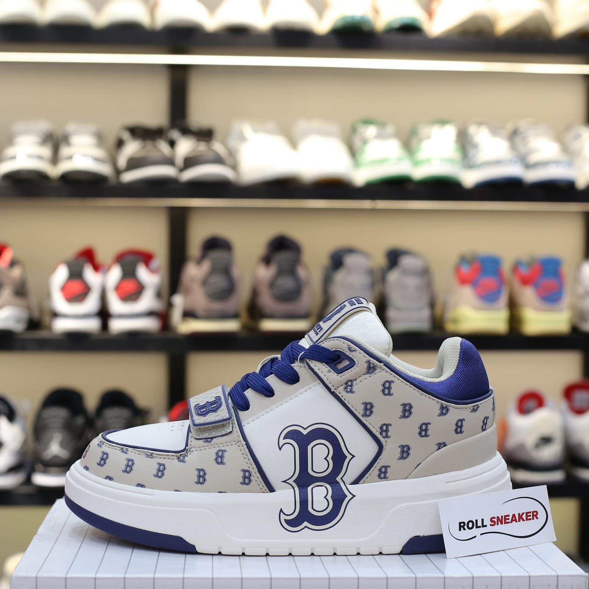 Giày MLB Chunky Liner Mid Classic Monogram Boston Red Sox L.Beige Like Auth