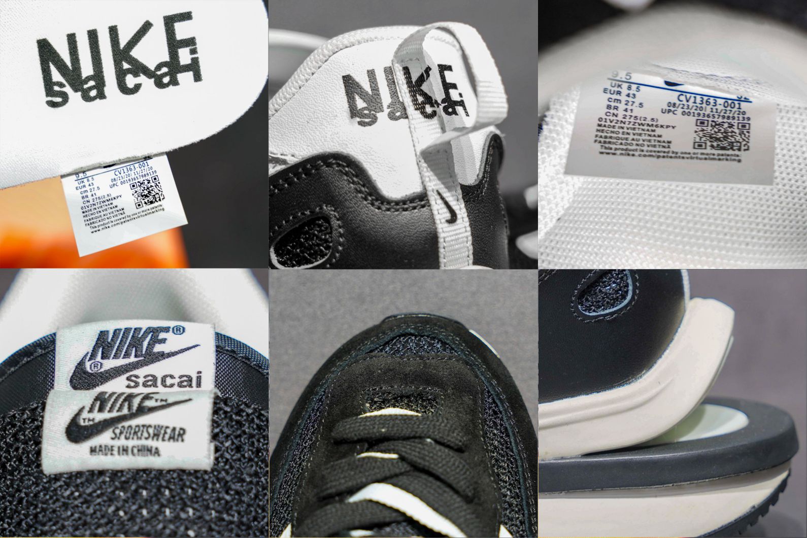 Giày Nike Sacai Vaporwaffle Black White Like Auth