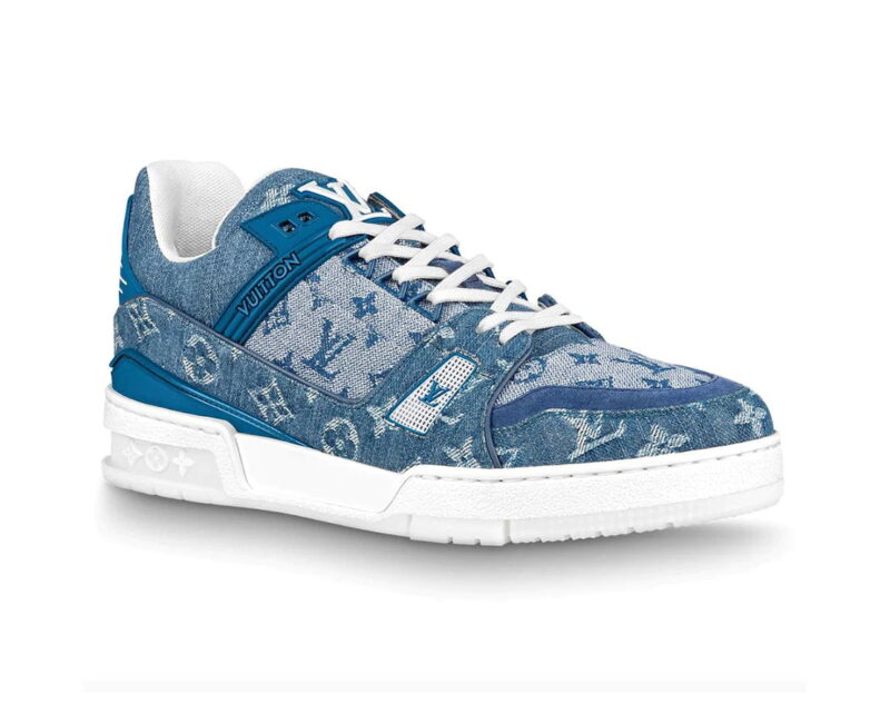Giày Louis Vuitton LV Trainer Monogram Denim Blue Like Auth