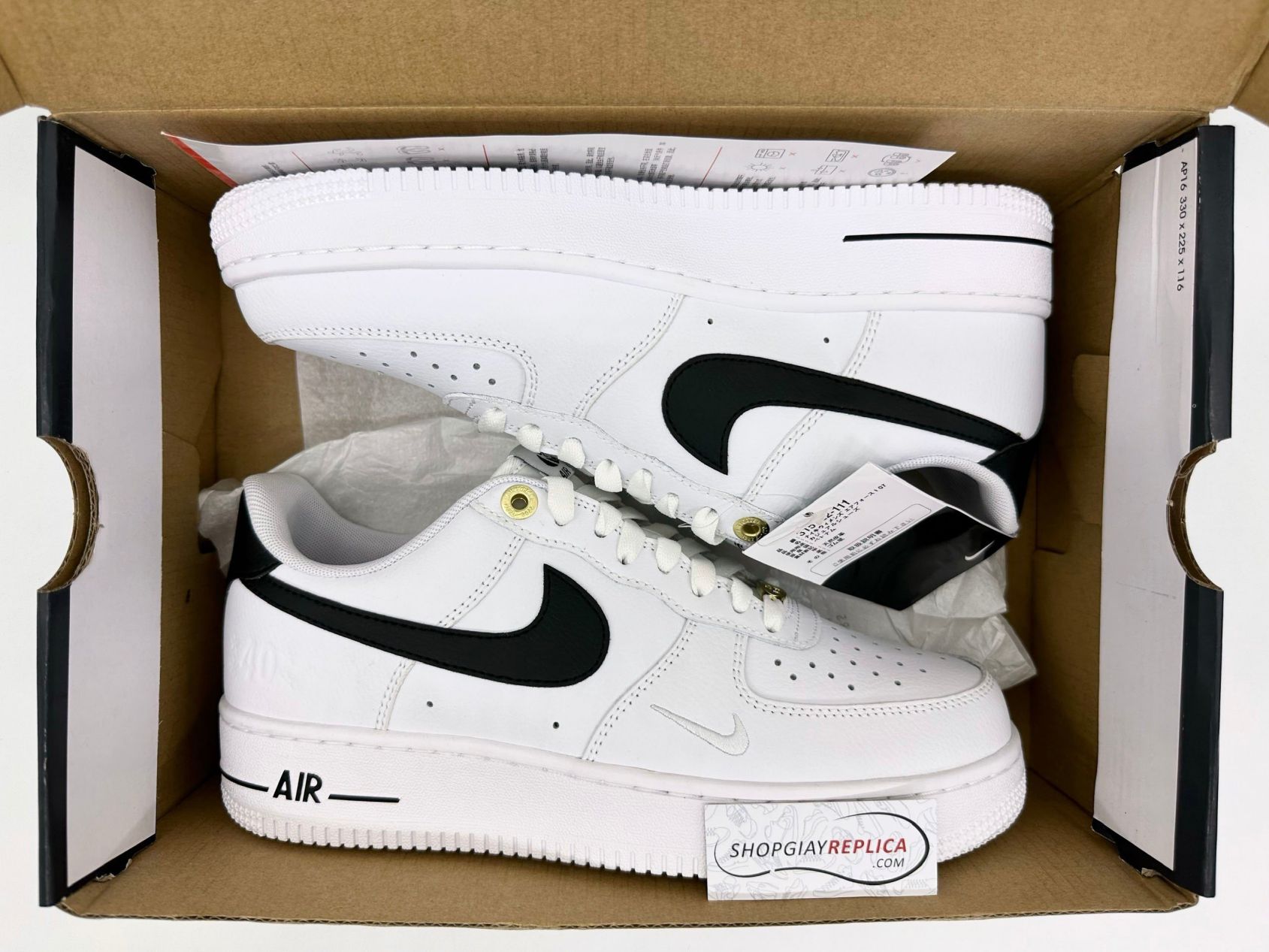Giày Nike Air Force 1 ’07 LV8 ’40th Anniversary – White Black’ Like Auth
