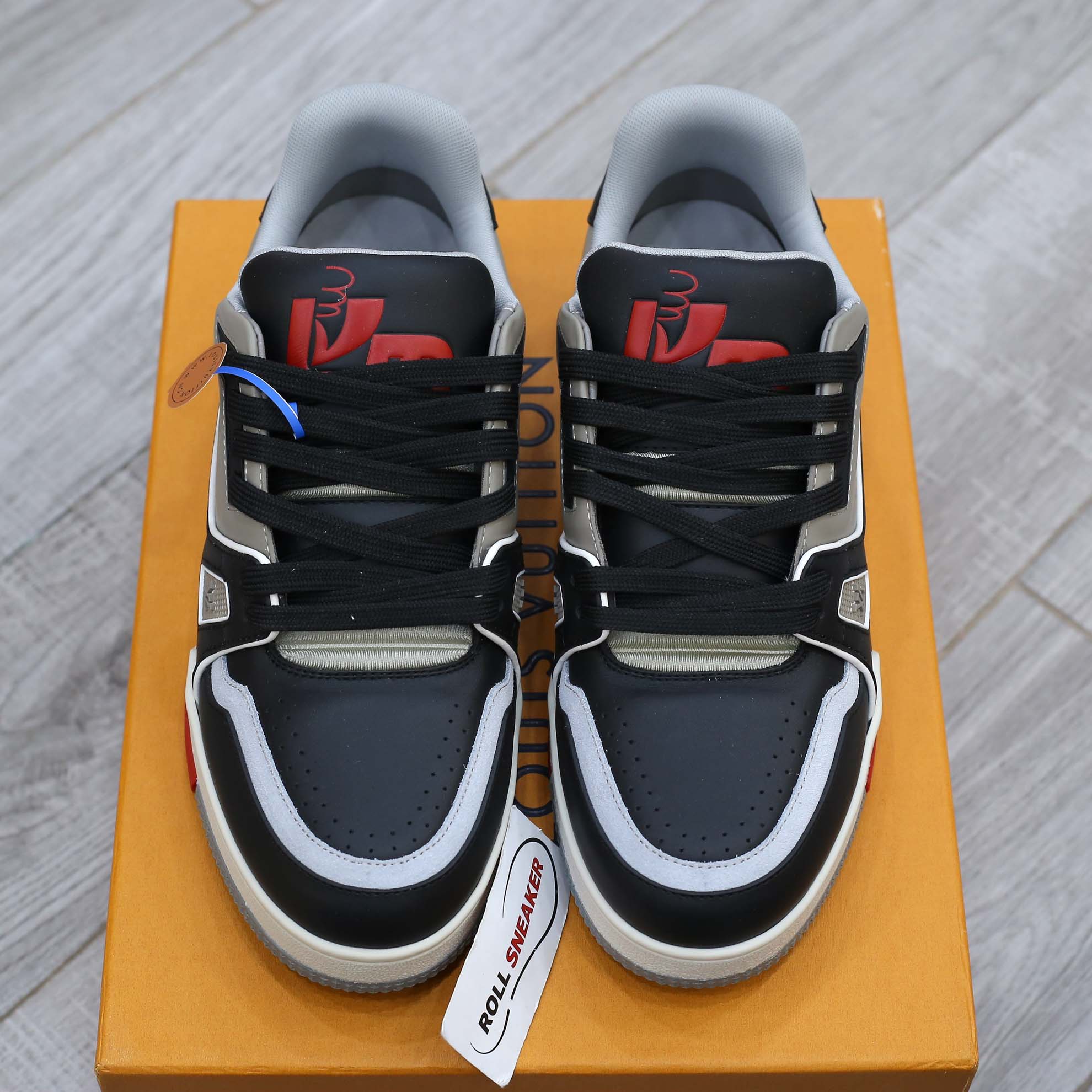 Giày Louis Vuitton Lv Trainer #54 Signature Black Grey Red Like Auth