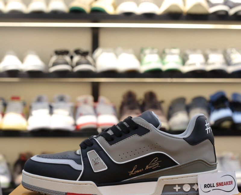 Giày Louis Vuitton Lv Trainer #54 Signature Black Grey Red Like Auth