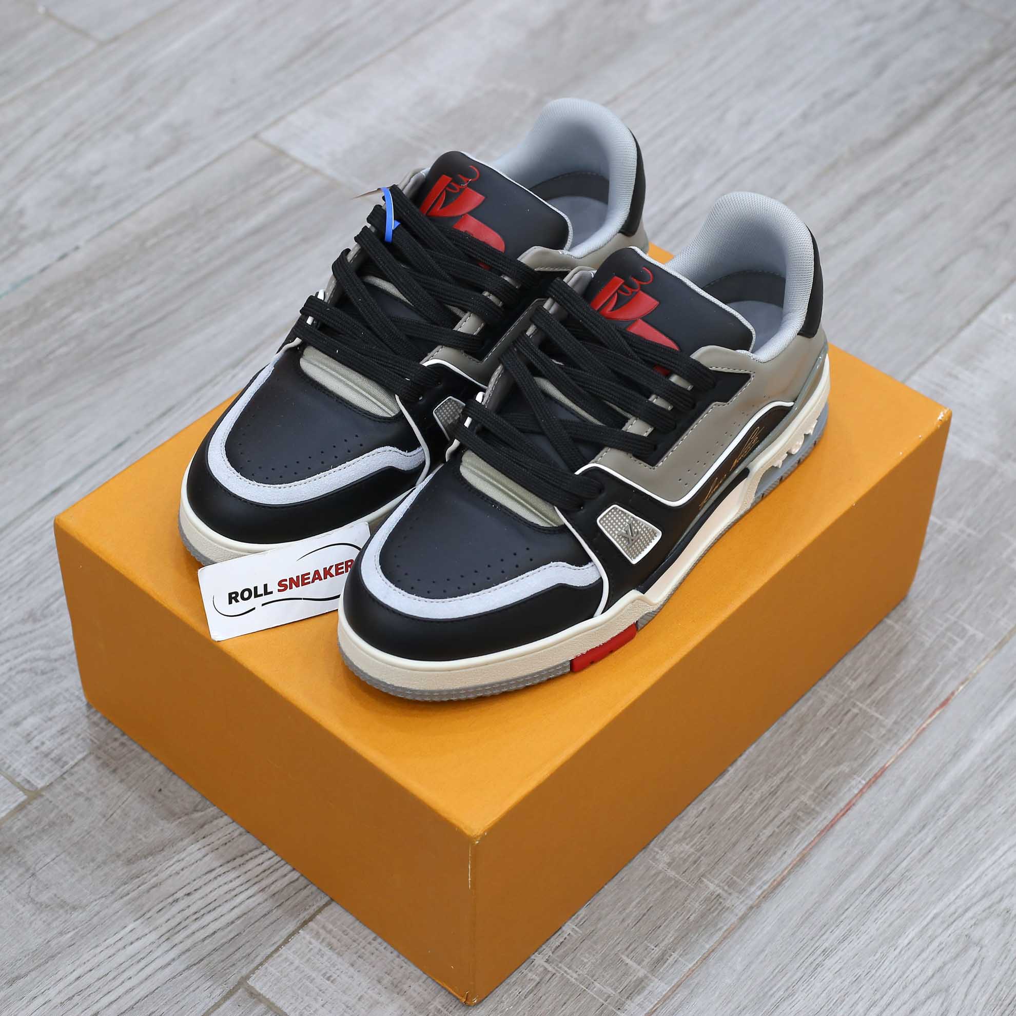 Giày Louis Vuitton Lv Trainer #54 Signature Black Grey Red Like Auth