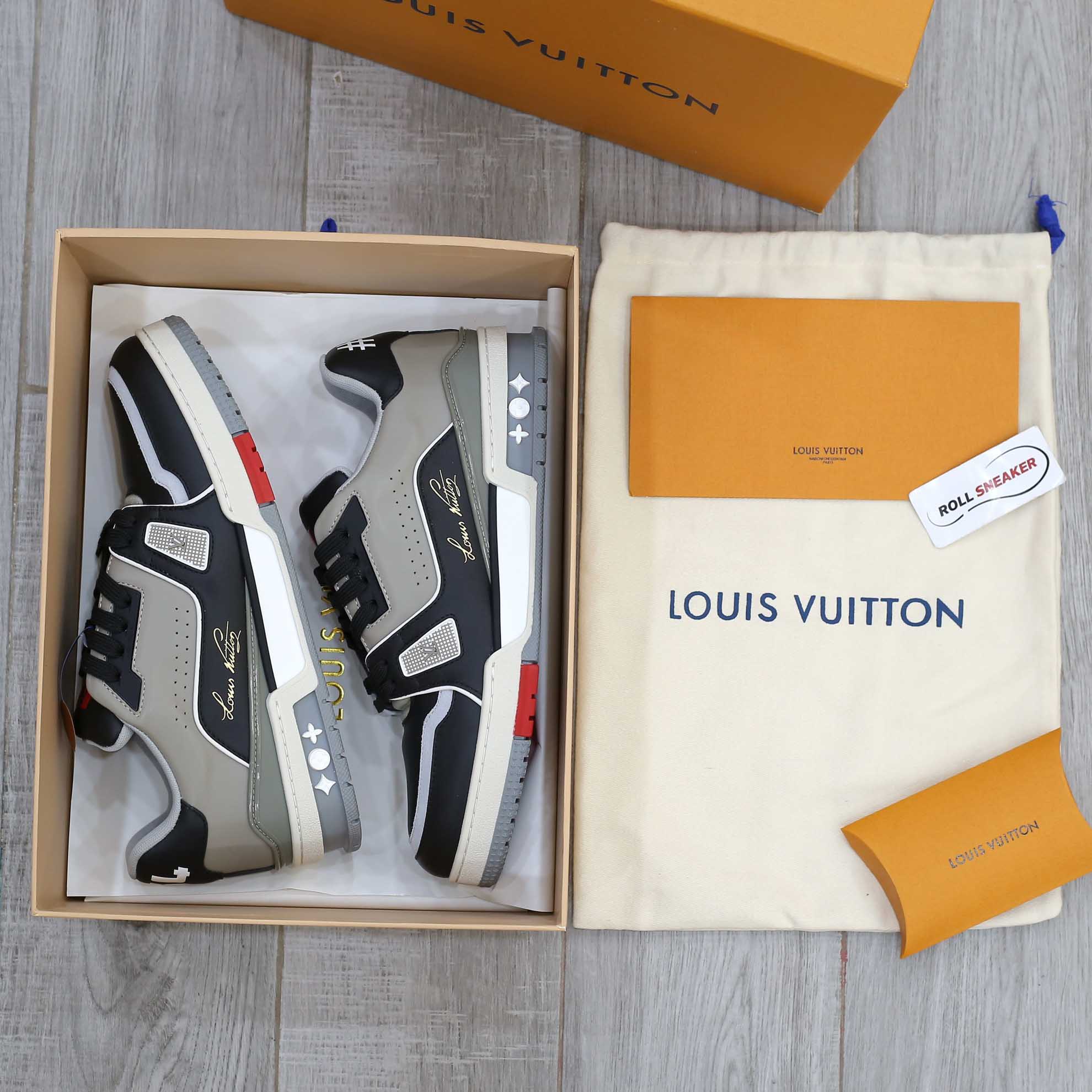 Giày Louis Vuitton Lv Trainer #54 Signature Black Grey Red Like Auth