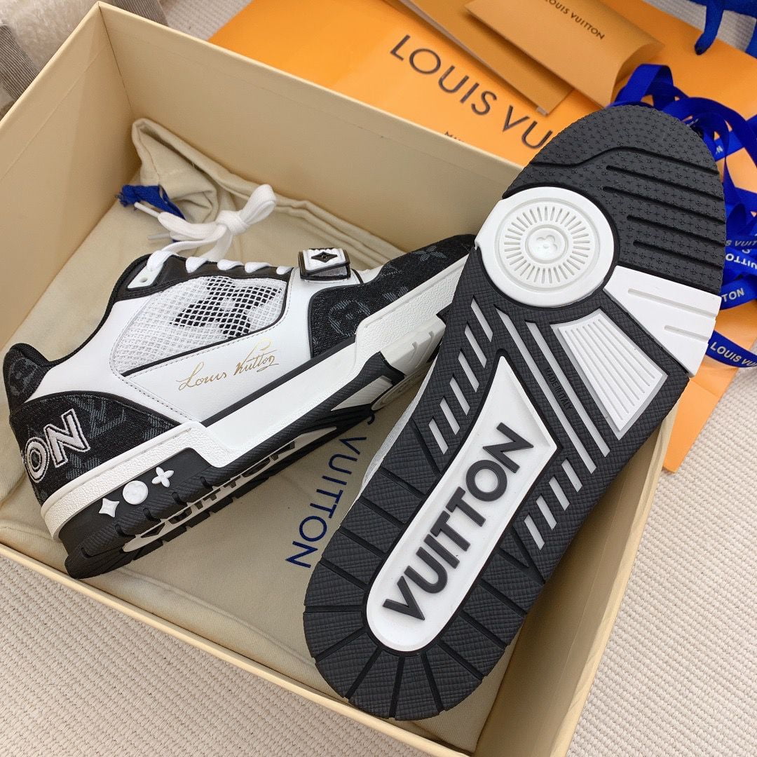 Giày Louis Vuitton Lv Trainer Monogram Black quai Velcro Like Auth