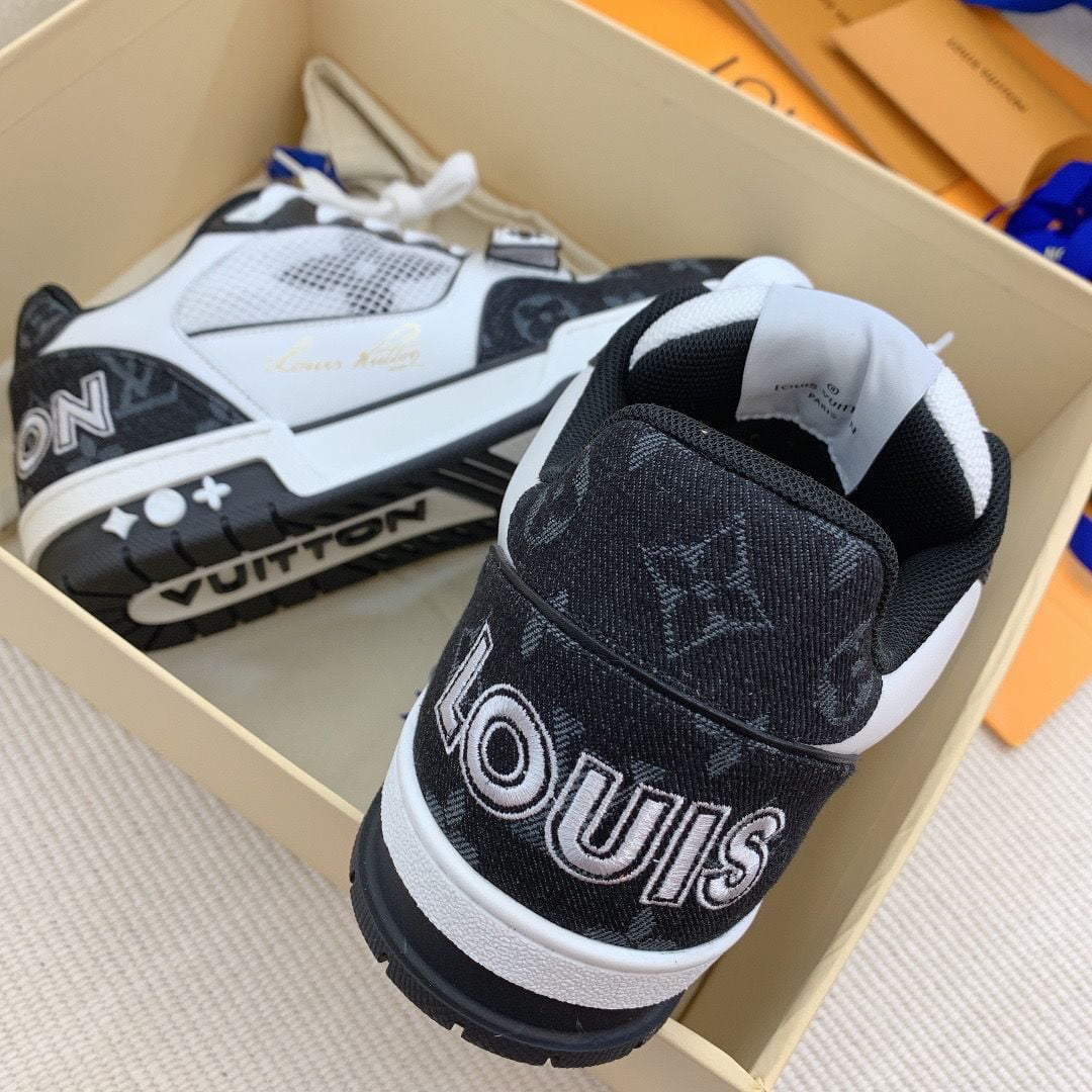 Giày Louis Vuitton Lv Trainer Monogram Black quai Velcro Like Auth