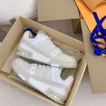 Giày Louis Vuitton LV Trainer Monogram Demin màu Beige Like Auth