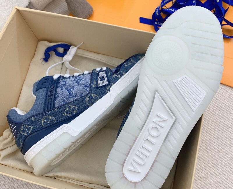 Giày Louis Vuitton LV Trainer Monogram Denim Blue Like Auth