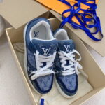 Giày Louis Vuitton LV Trainer Monogram Denim Blue Like Auth