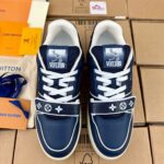 Giày Louis Vuitton Lv Trainer Monogram Navy quai Velcro Like Auth