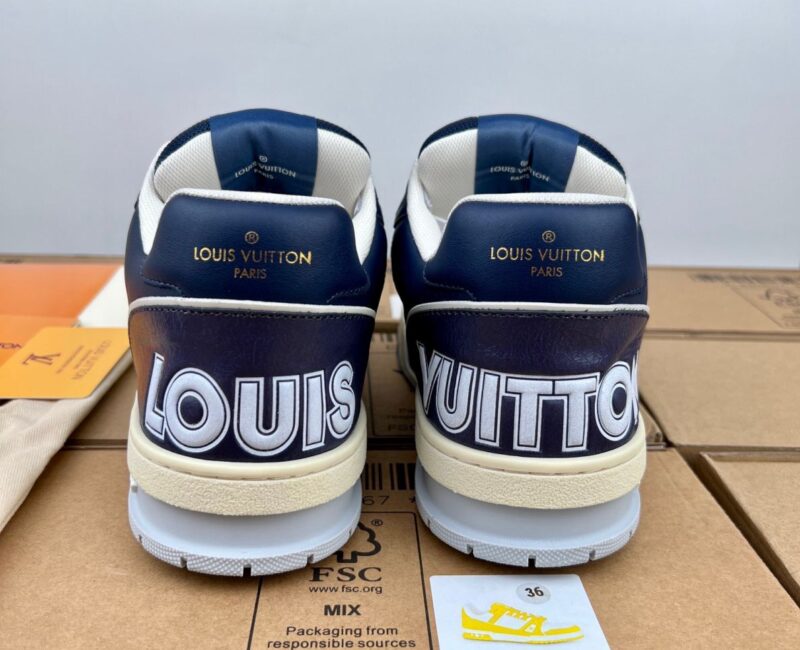 Giày Louis Vuitton Lv Trainer Monogram Navy quai Velcro Like Auth
