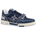 Giày Louis Vuitton Lv Trainer Monogram Navy quai Velcro Like Auth