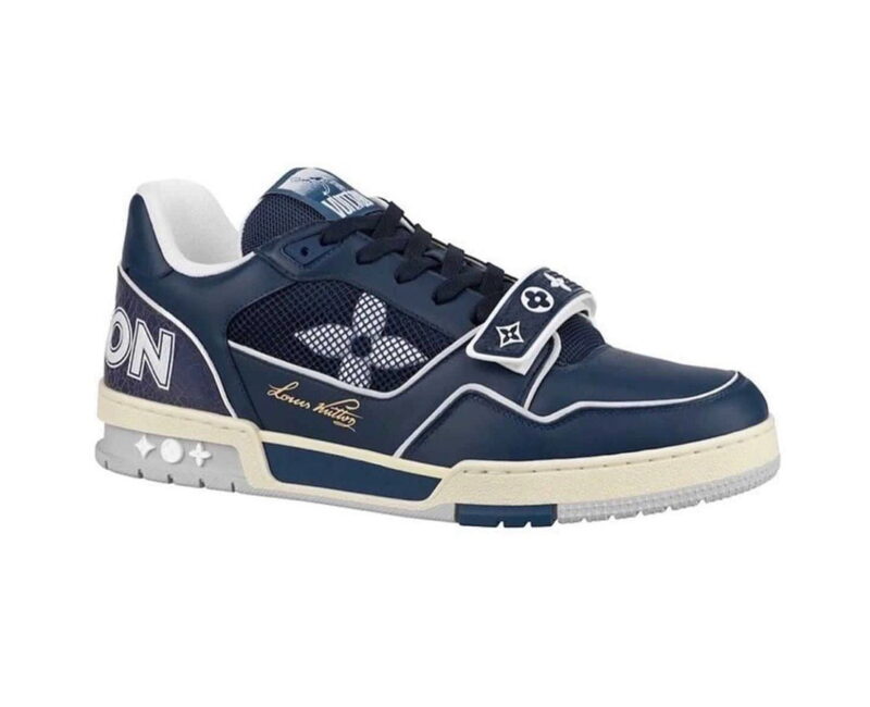 Giày Louis Vuitton Lv Trainer Monogram Navy quai Velcro Like Auth