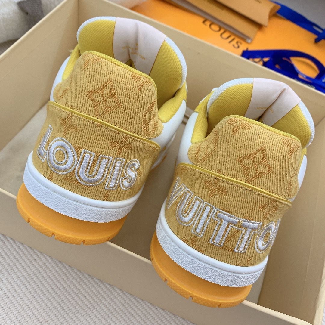 Giày Louis Vuitton Lv Trainer Monogram Yellow quai Velcro Like Auth