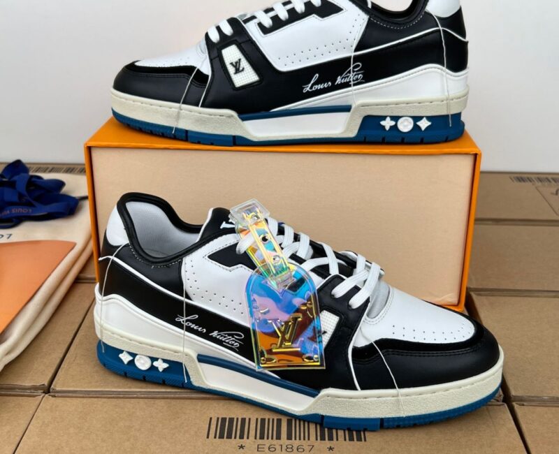 Giày Louis Vuitton Lv Trainer White Black Blue Like Auth