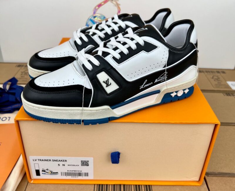 Giày Louis Vuitton Lv Trainer White Black Blue Like Auth