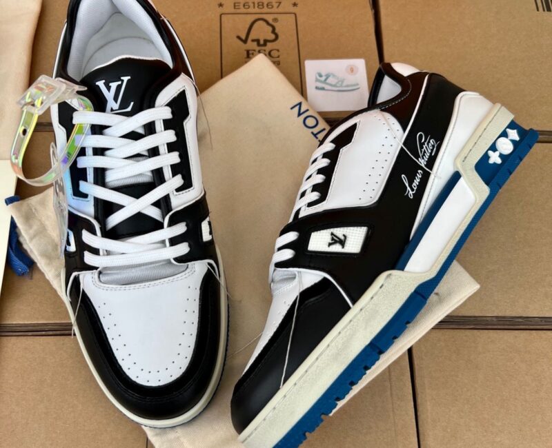 Giày Louis Vuitton Lv Trainer White Black Blue Like Auth