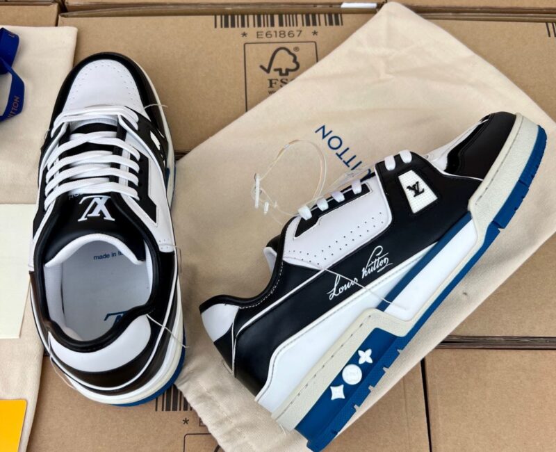 Giày Louis Vuitton Lv Trainer White Black Blue Like Auth