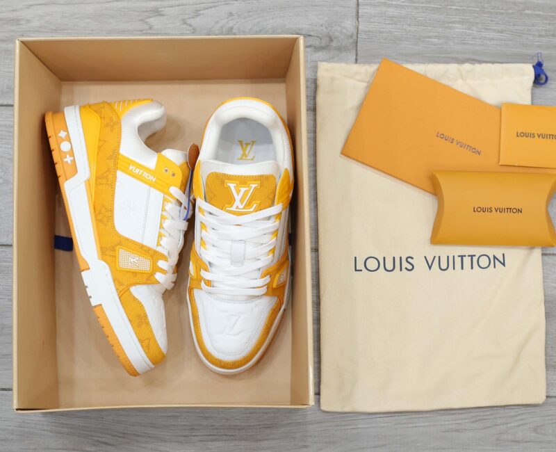 Giày Louis Vuitton Lv Trainer Yellow Monogram Denim màu vàng