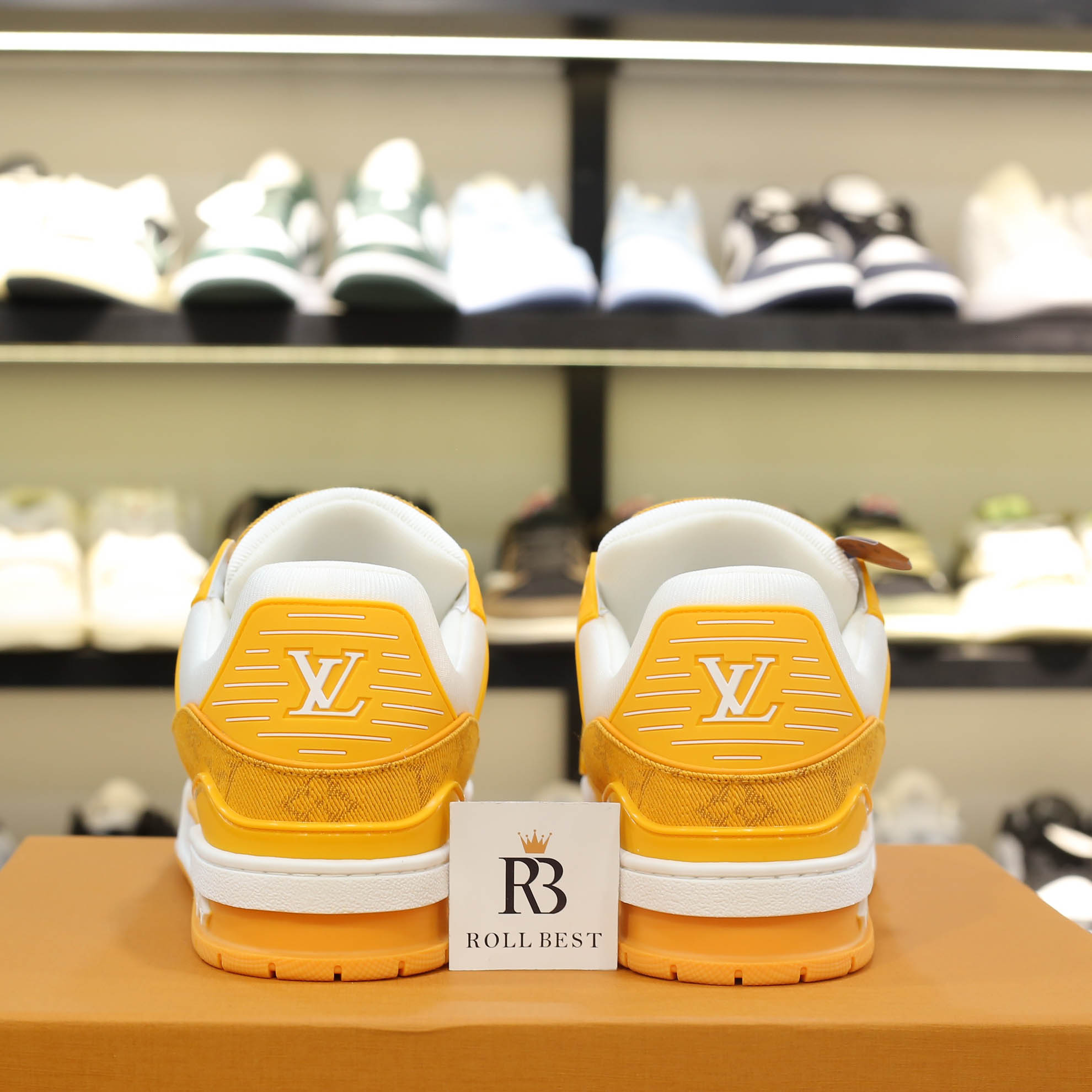 Giày Louis Vuitton Lv Trainer Yellow Monogram Denim Best Quality
