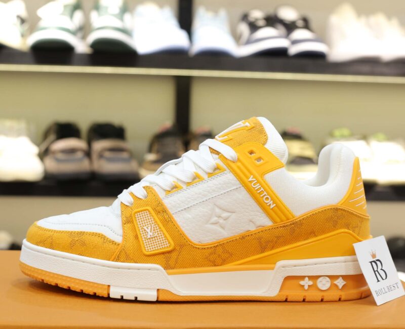 Giày Louis Vuitton Lv Trainer màu vàng Yellow Monogram Denim màu vàng