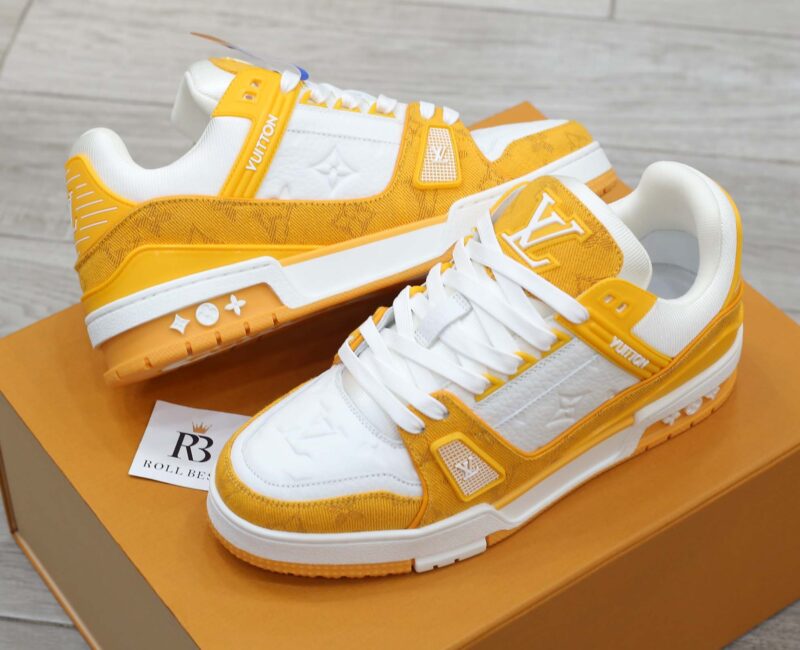 Giày Louis Vuitton Lv Trainer Yellow Monogram Denim màu vàng